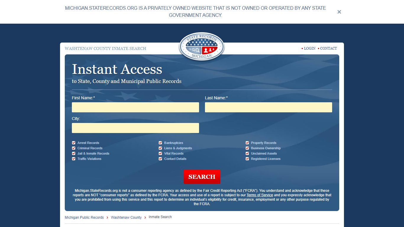 Washtenaw County, Michigan Inmate Search | StateRecords.org
